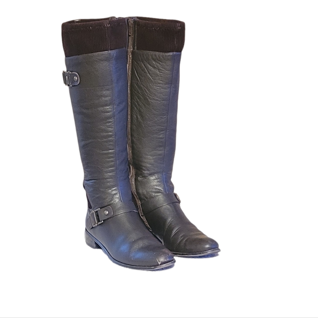 Women Vintage Leather Brown Tall Riding Boots By Vaneli Size 9.5s/Women Equestri